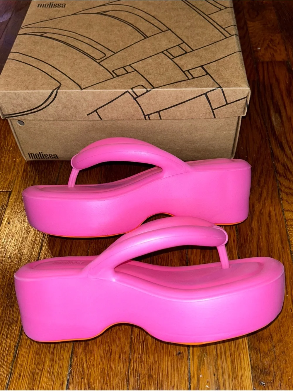 Melissa Free Pink Orange Platform Shoes Size 6 Women’s